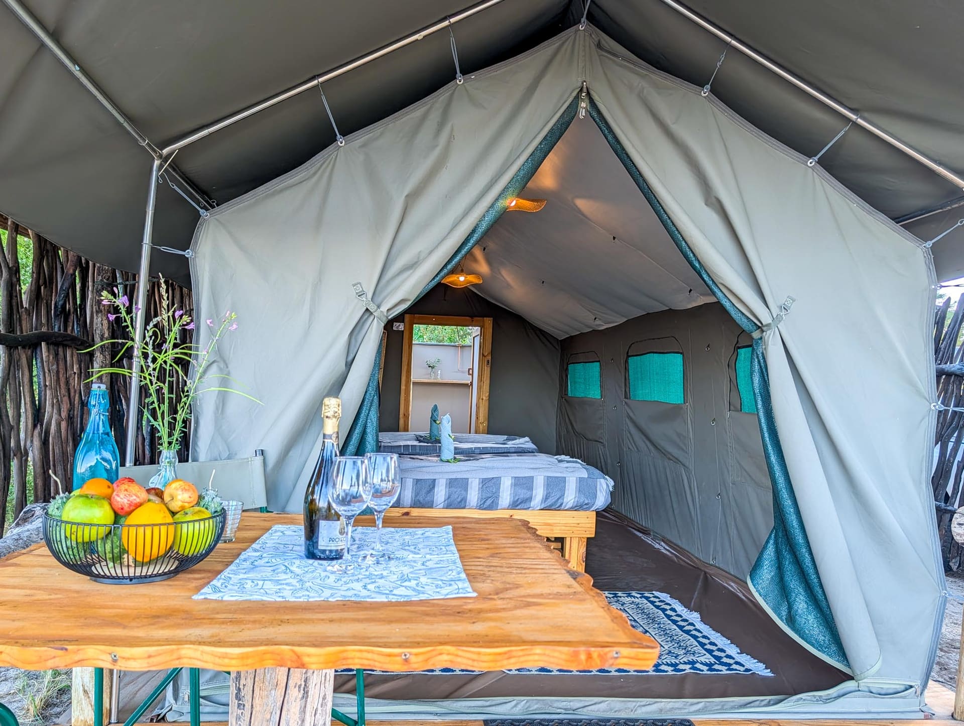 Safari tent with veranda at Naledi Camp